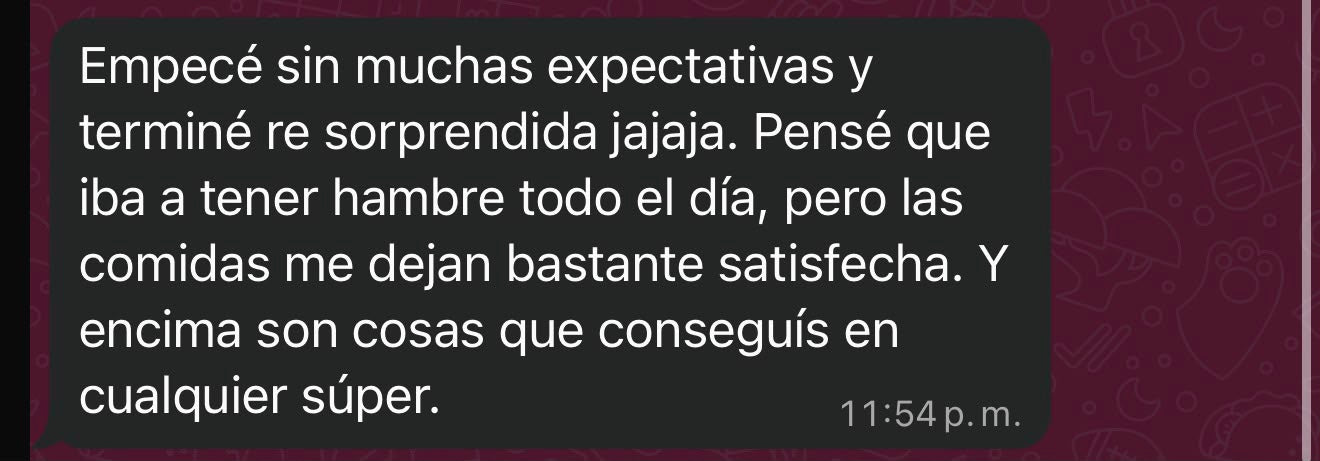 Testimonio de WhatsApp de Valentina